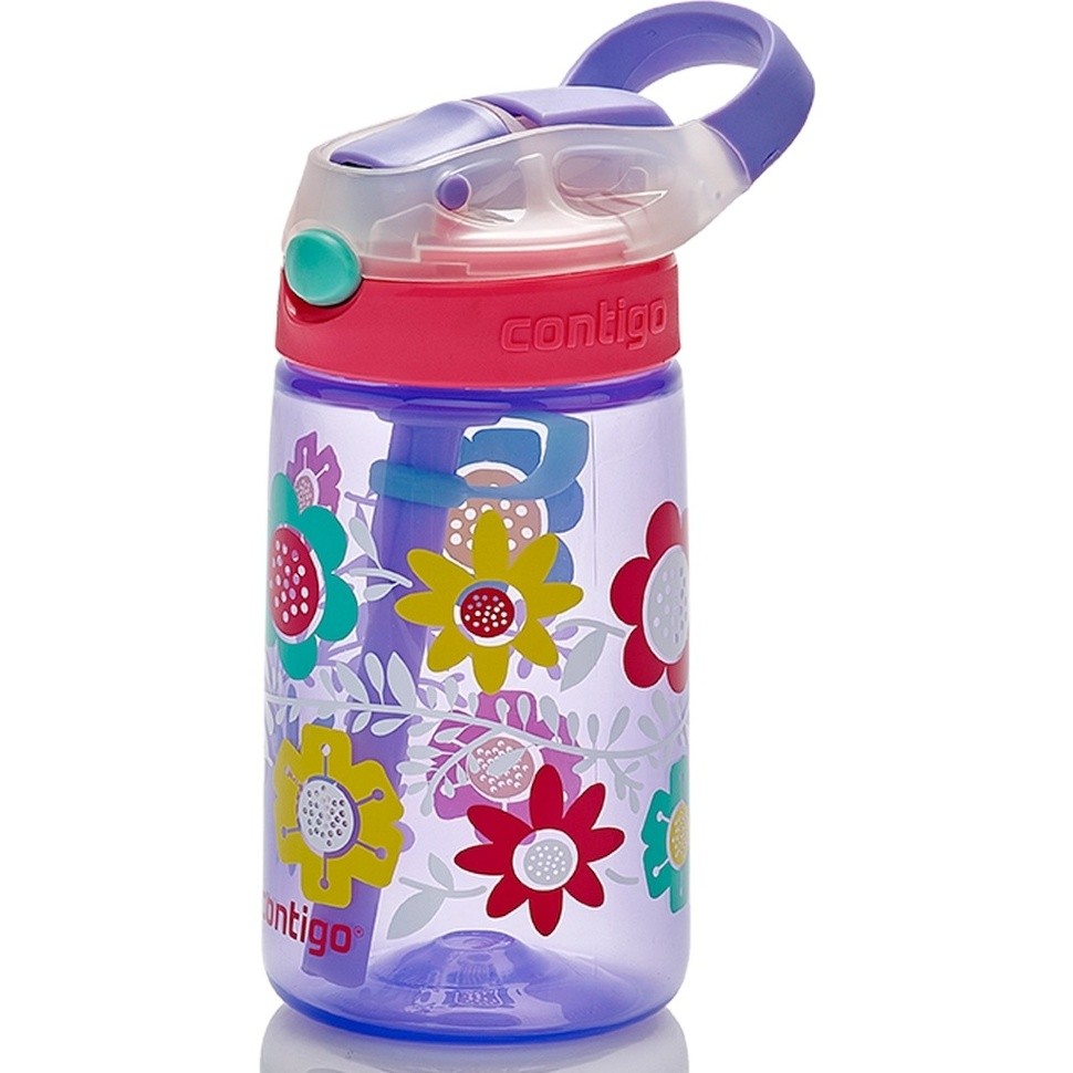 Детская бутылка для воды Contigo Gizmo Flip Blue with flowers 420 ml